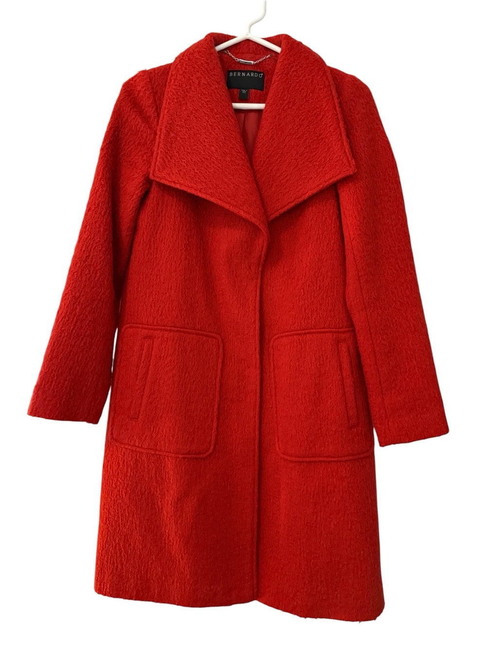 Bernardo Bright Red Bouclé Coat | Size M | Statement Winter Coat